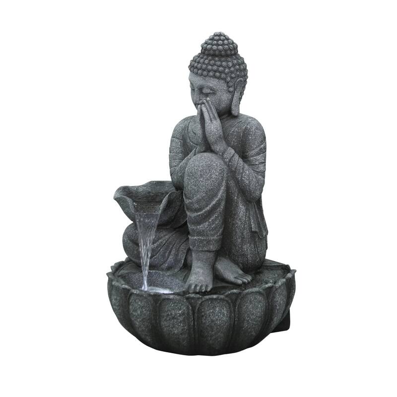 LED Lighted Sitting Buddha Outdoor Garden Water Fountain - 32.25"