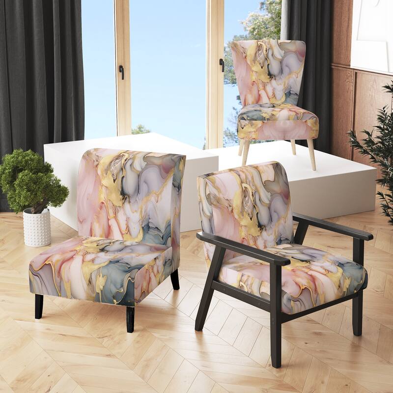 Designart "Segment Layers of Marbled Rock" Upholstered Fractals Accent Chair and Arm Chair