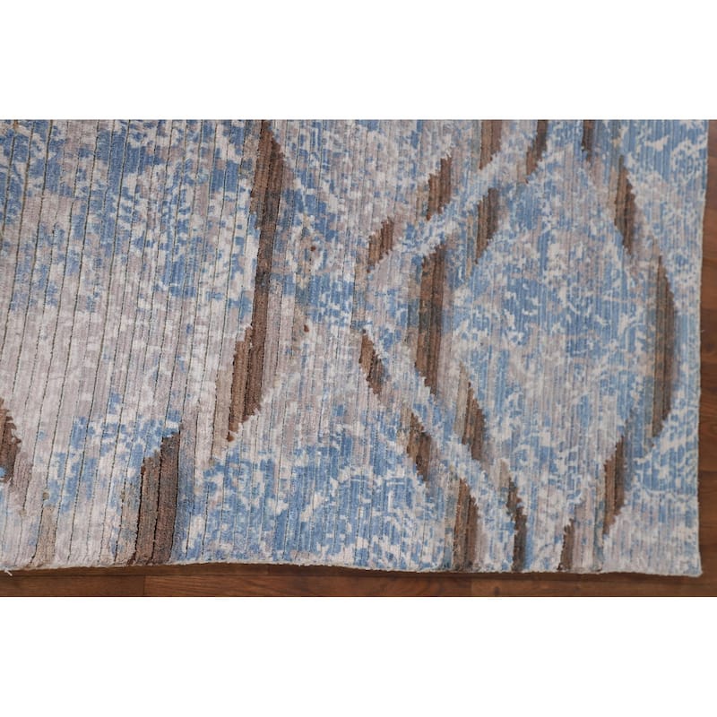 Striped / Modern Accent Rug Hand-Knotted Wool Carpet - 2'8"x 4'7"
