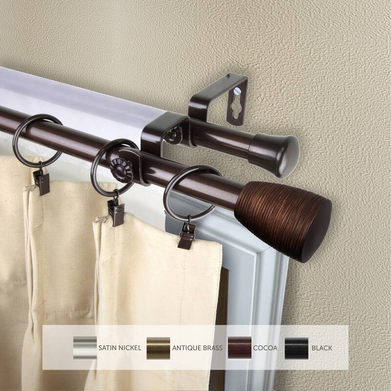 InStyleDesign Zephania Adjustable Double Curtain Rod 13/16 inch dia. - 120 to 170 inches - Cocoa