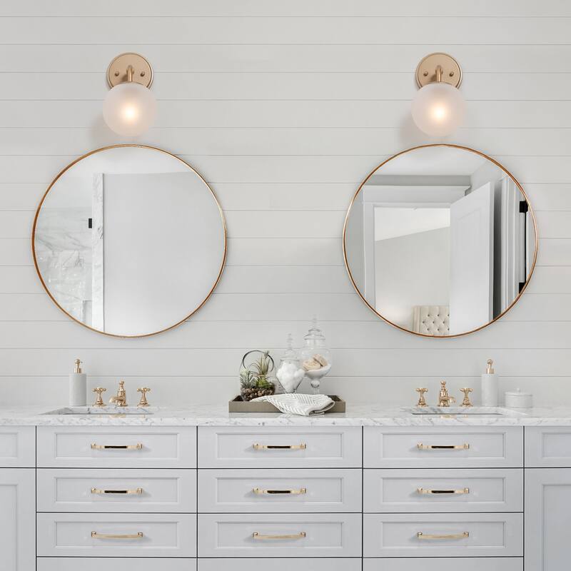 Siya Modern 3-Light Frosted Glass Bathroom Vanity Lights Romantic Gold Statement Wall Sconces Dimmable
