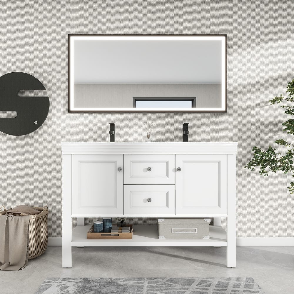 36"/48" Open Shelf Bathroom Vanity with Drop in Sink Drawer