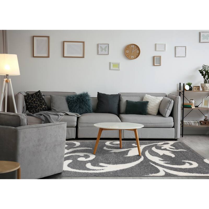 Fairmont Collection - Grey/White Swirl Design Rug