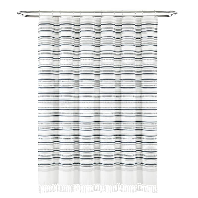 Lush Decor Urban Woven Yarn Dyed Eco-Friendly Recycled Cotton Shower Curtain Single