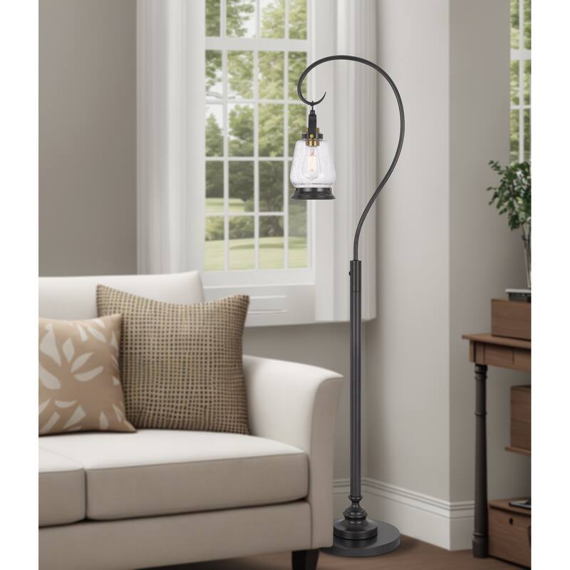 60W Terni floor lamp with bubbled glass and rocker switch on pole - One Size