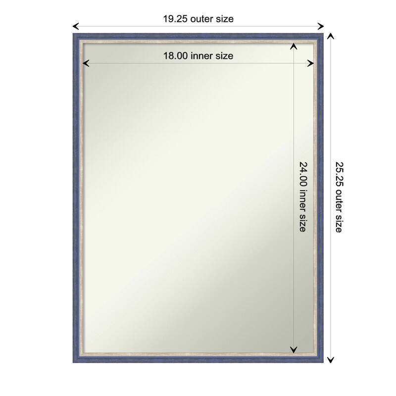 Theo Narrow Non-Beveled Wood Framed Wall Mirror - Theo Blue Narrow - Glass Size 18x24