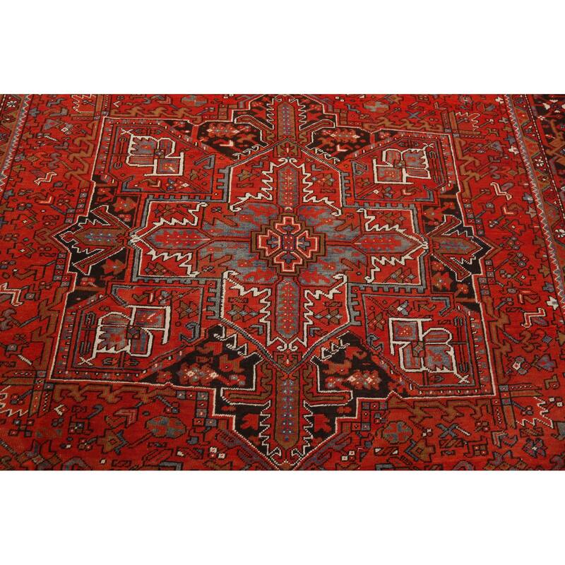 Hand Knotted Oriental 100% Wool Carpet Traditional Medallion Oranges & Rust Heriz Area Rug - 12' 10'' X 9' 2''