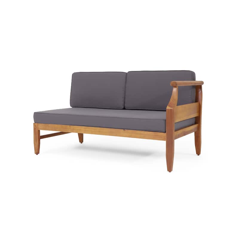 Aston Outdoor Acacia Wood Chat Set with Cushions by Christopher Knight Home