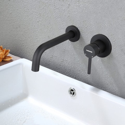 Single Handle Wall Mount Bathroom Sink Faucet , Matte Black - 2.17*7.38*2.43