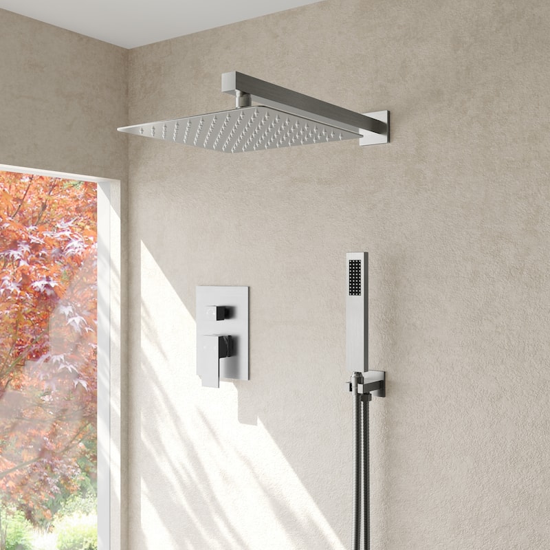10" Rain Shower Head High Pressure Wall Mount Shower System, Bathroom Shower Faucet Set with Handheld Spray