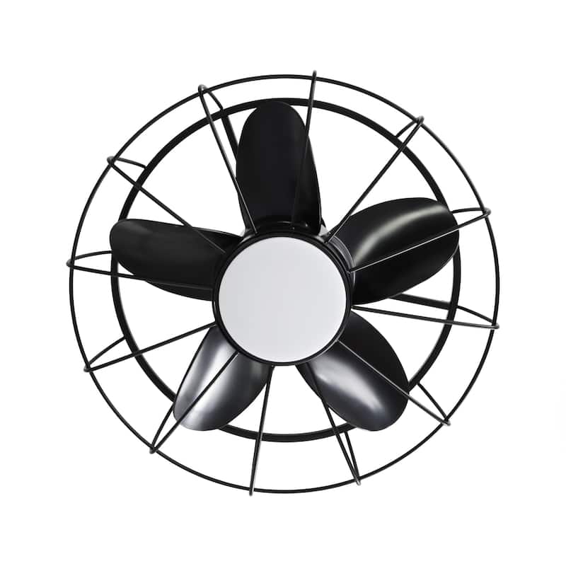 20" Indoor/Outdoor Black Industrial Plug-In Ceiling Fan w/Light