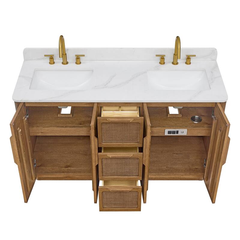 Busan Bath Vanity with White Quartz Stone Top without Mirror