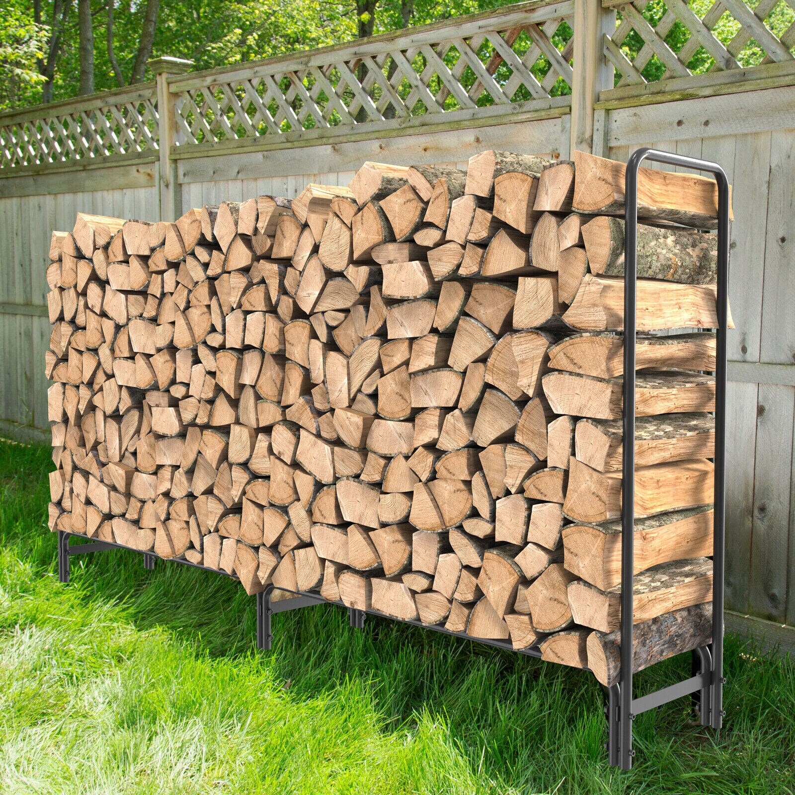 thumbnail image 2 of Black Outdoor Waterproof Metal Garden Storage Shed Firewood Storage Shed Metal Log Store 157cmh 2 of 9