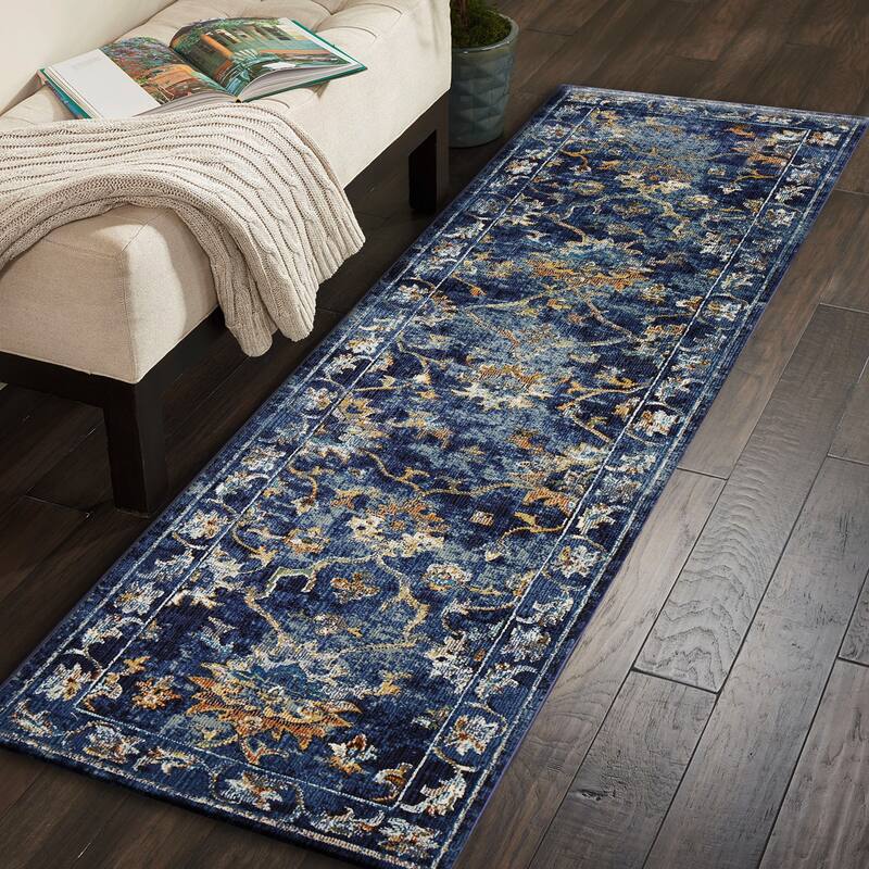 Gaia Traditional Floral Bordered Performance Indoor Area Rug by Sevita