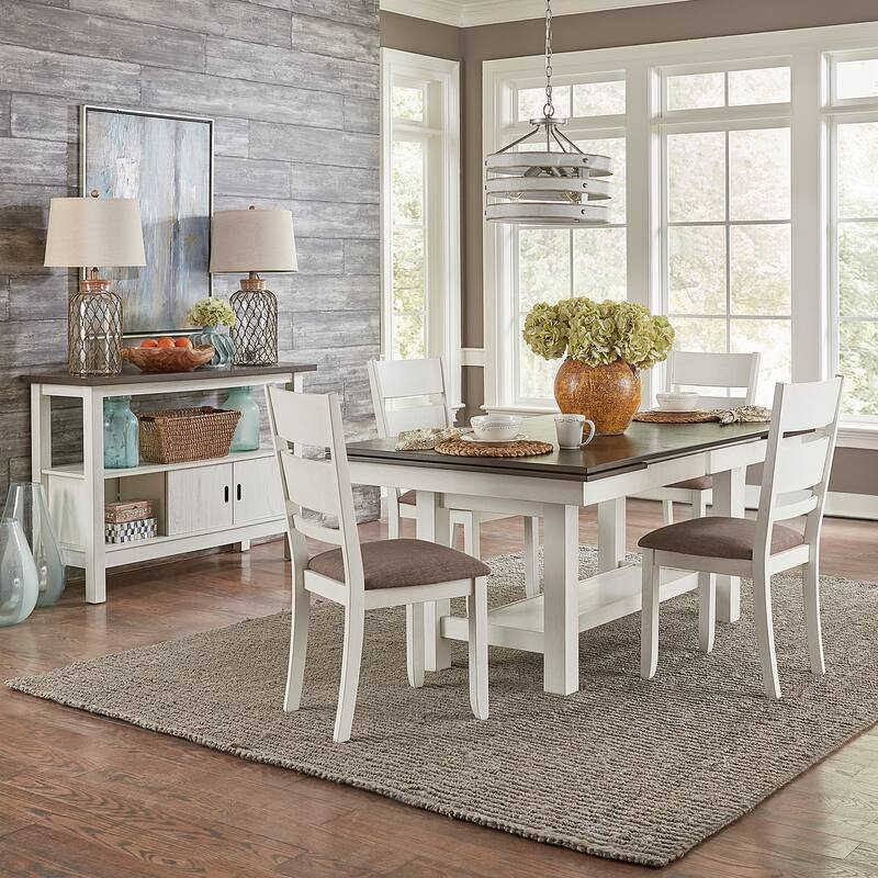 Brook Bay White Trestle Table Set with Chairs Optional- 5, 6, or 7 Pieces - 4 Chairs