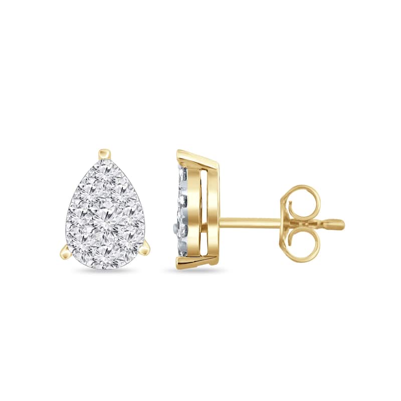 Auriya 14k Gold 1/4ctw Teardrop Pave Diamond Stud Earrings (H-I, I1-I2)