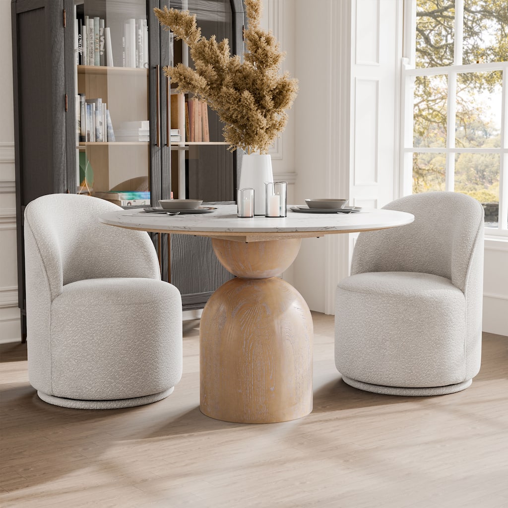 Furniture of America Darcy Modern Natural 3-Piece Wood Round Dining Table Set
