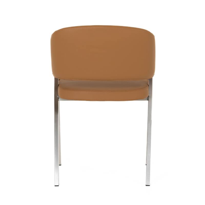 Modrest Marcus Modern Camel Vegan Leather Dining Chair (Set of 2)
