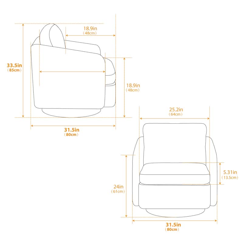 GDFStudio - Clara Chenille Swivel Accent Chair with Sleek Modern Design and Plush Cushioning - 31.5"W