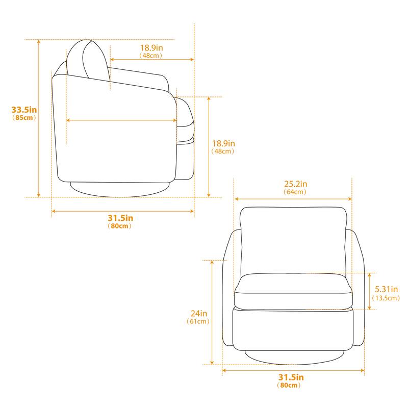 Modern 31.5" Swivel Accent Chair, Chenille Lounge Armchair with Pillow, 360 Degree Swivel Club Chair, Comfy Single Sofa Chair
