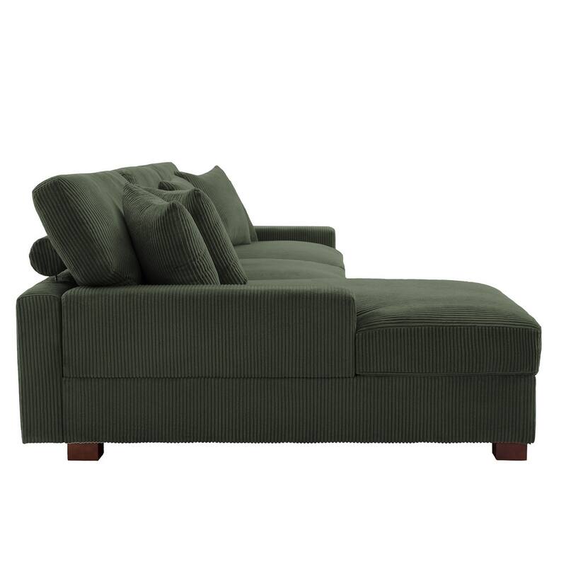 Upholstered Oversized Modular Sectional Sofa Set Corduroy Sleeper Sofa With Chaise