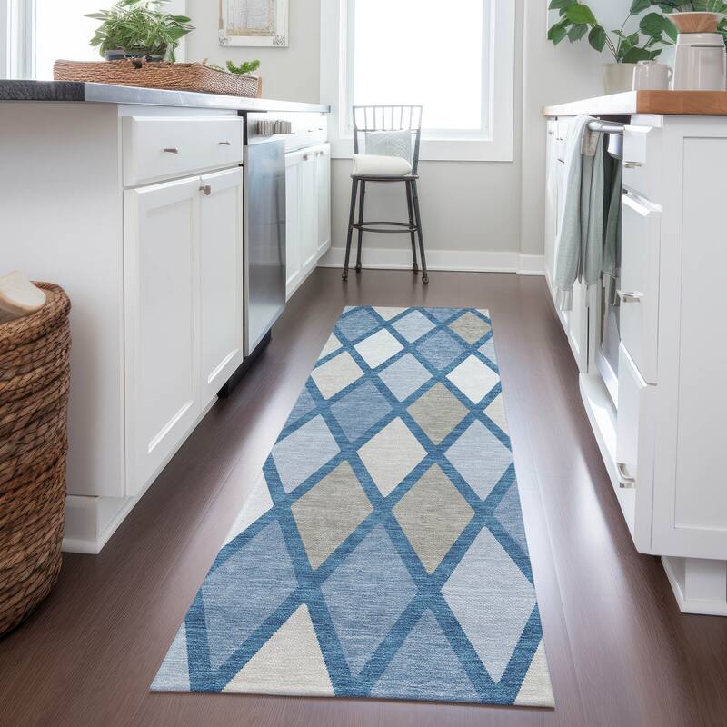 Machine Washable Indoor/ Outdoor Chantille Diamond Prism Rug