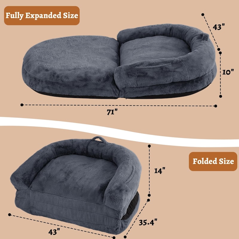 Human Dog Bed for Adults, Foldable Giant Nap Sofa Bed, Bean Bag Chair
