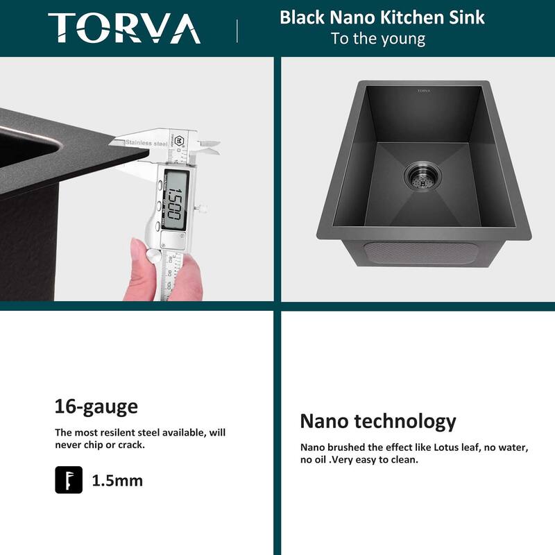 Torva 30 x 18 x 10 Kitchen Sink, 16 Gauge Stainless Steel Single Bowl Undermount Bar Sink