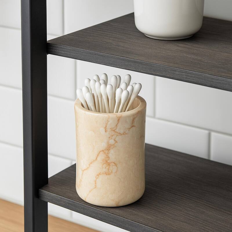 Creative Home Fenway Collection Champagne Marble Tumbler, Toothbrush Holder, Makeup Brush Organizer - Beige