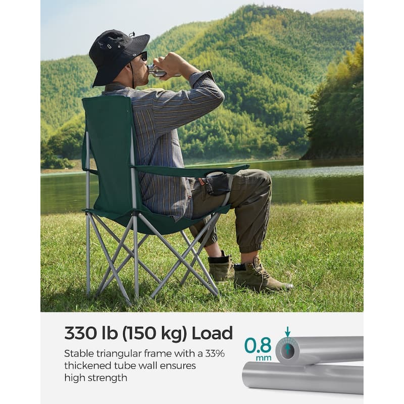 Set of 2 Lightweight Portable Outdoor Folding Camping Chairs with Carry Bags for Hiking or Fishing - 21.3"D x 33.9"W x 38.2"H