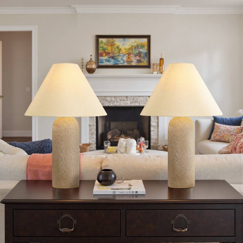 2-Pack 26"H Ceramic Accent Table Lamp with Linen Shade