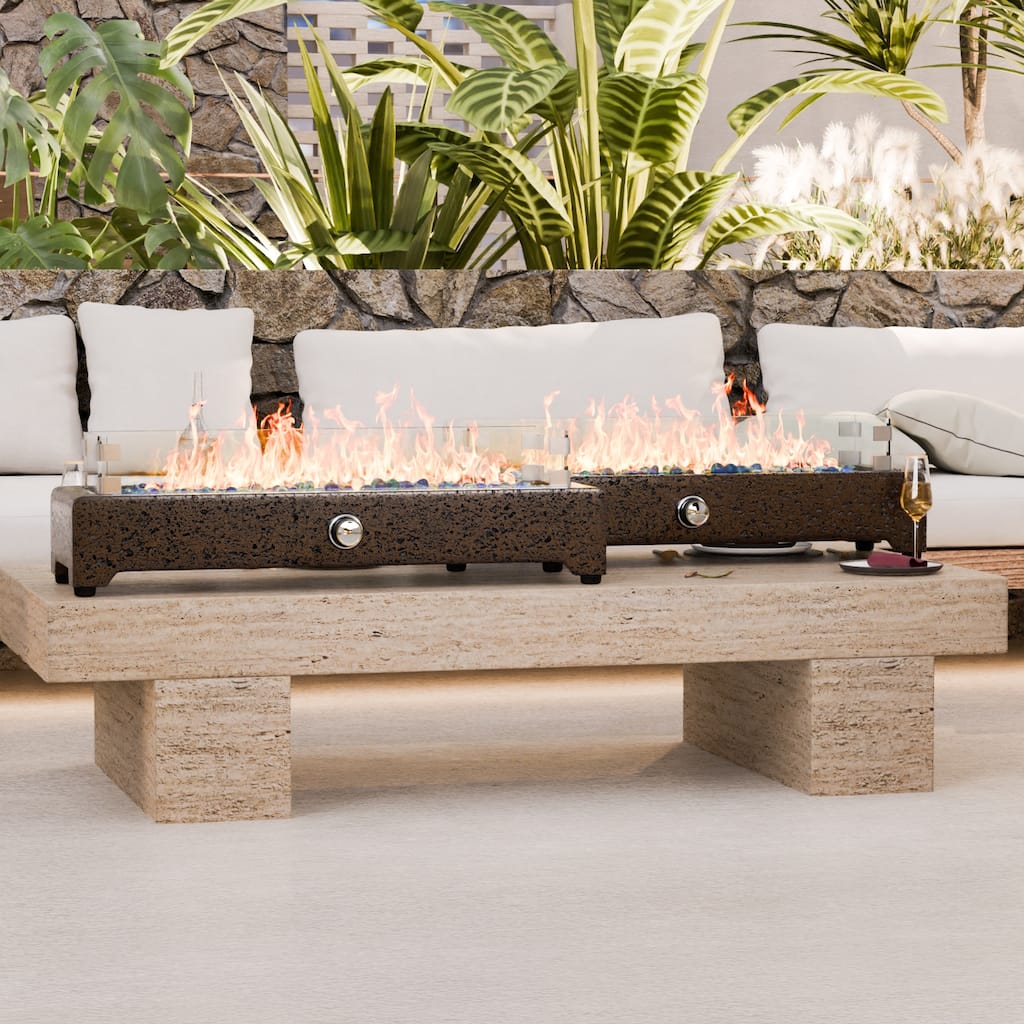 COSIEST 2-Piece Rectangular Tabletop Fire Pit,Outdoor Heater