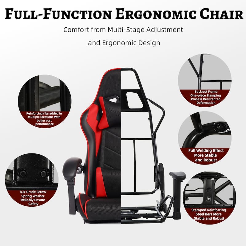E-sports Gaming Chair Sports Car Driving Seat PU Material Moulded Sponge Comfortable and Safe With Massage