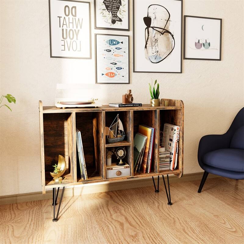 Large Vinyl Record Storage Stand - 13.6"D x 33.1"W x 26"H