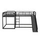 preview thumbnail 11 of 24, Industrial Modern Style L-Shaped Full and Twin Size Bunk Bed with Built-In Short Ladder and Slide,Sturdy Metal Frame