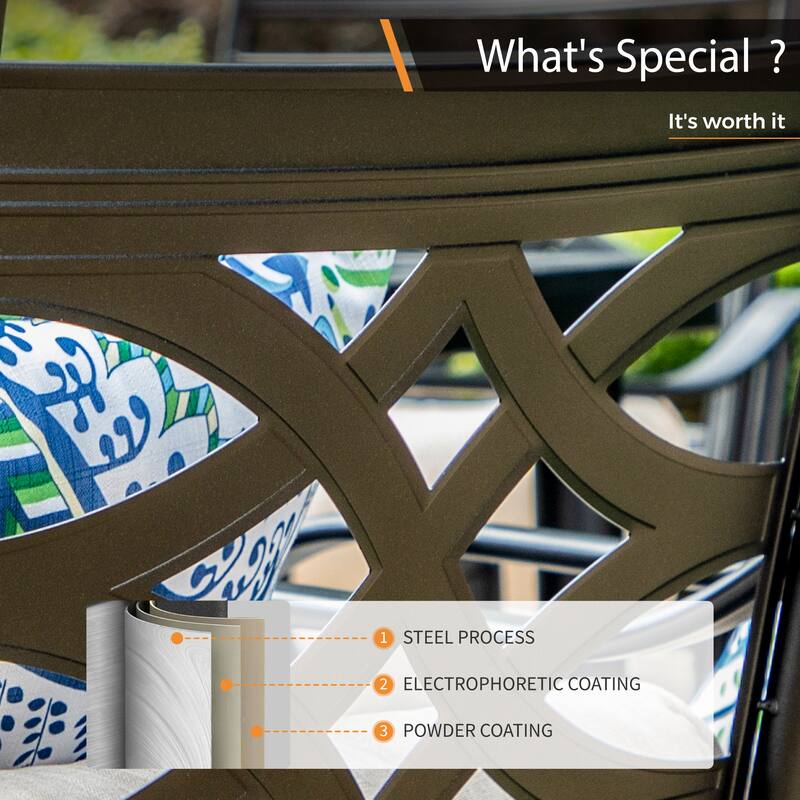 MAISON ARTS 7-piece Patio Dining Set, 6 Metal Patio Dining Chairs and 1 Metal Dining Table