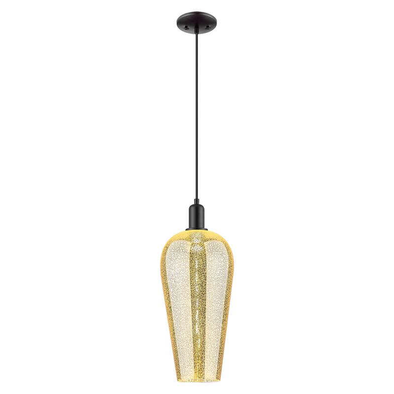Innovations Lighting Downtown Urban - Chelsea - 1 Light 8" Cord Hung Mini Pendant - Mercury Deco Swirl Shade/Matte Black