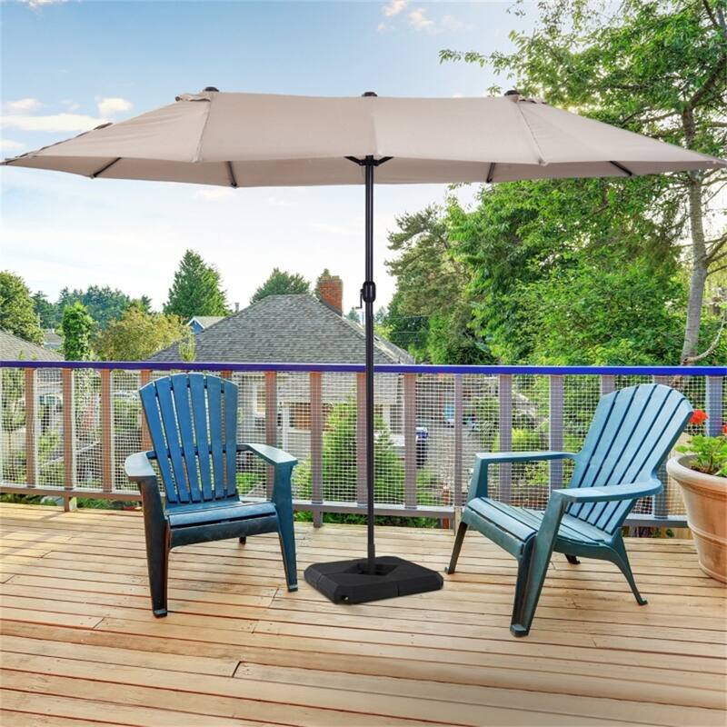 Heavy Duty Patio Umbrella Base Stand with 4 Fillable Weight Plates and Steel Pole for Outdoor Garden Poolside and Backyard