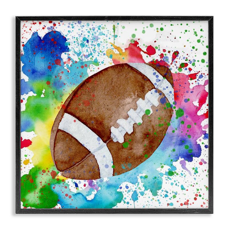 Stupell Vivid Splash & Football Framed Giclee Art Design By Kim Allen - 12 x 12 - Black