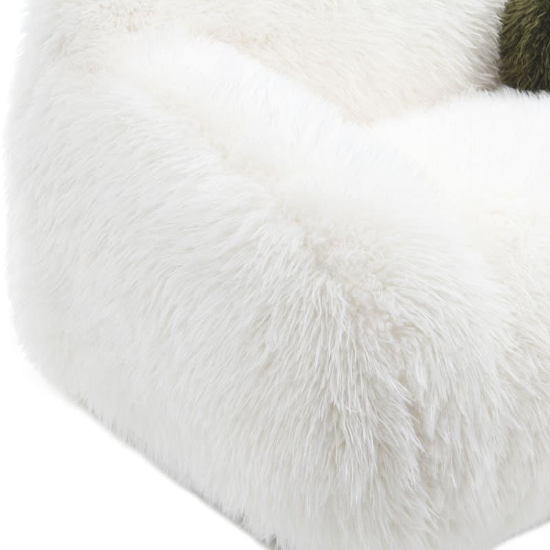 Furniture of America Cynra Modern 45-inch Faux Fur Swivel Arm Chair with Ball Pillow