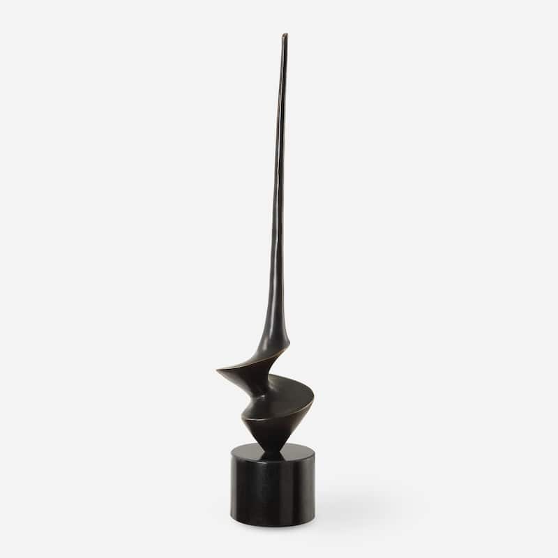 Abstract Twisted Cast Iron Sculpture - 20.75" - Antique Bronze