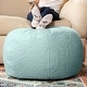 preview thumbnail 103 of 110, Jaxx Ellis Pouf - Modern Shearling Faux-Lamb Plush Fleece Ottoman Large - Mineral Green