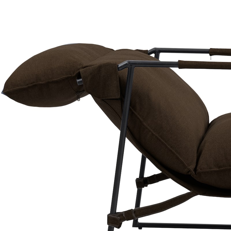 Metal Sling Accent Chair Armchair with Adjustable Headrest