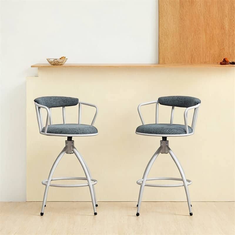 26'' Swivel Counter Height Bar Stool,Fabric Seat w/Metal Frame,2 PCS
