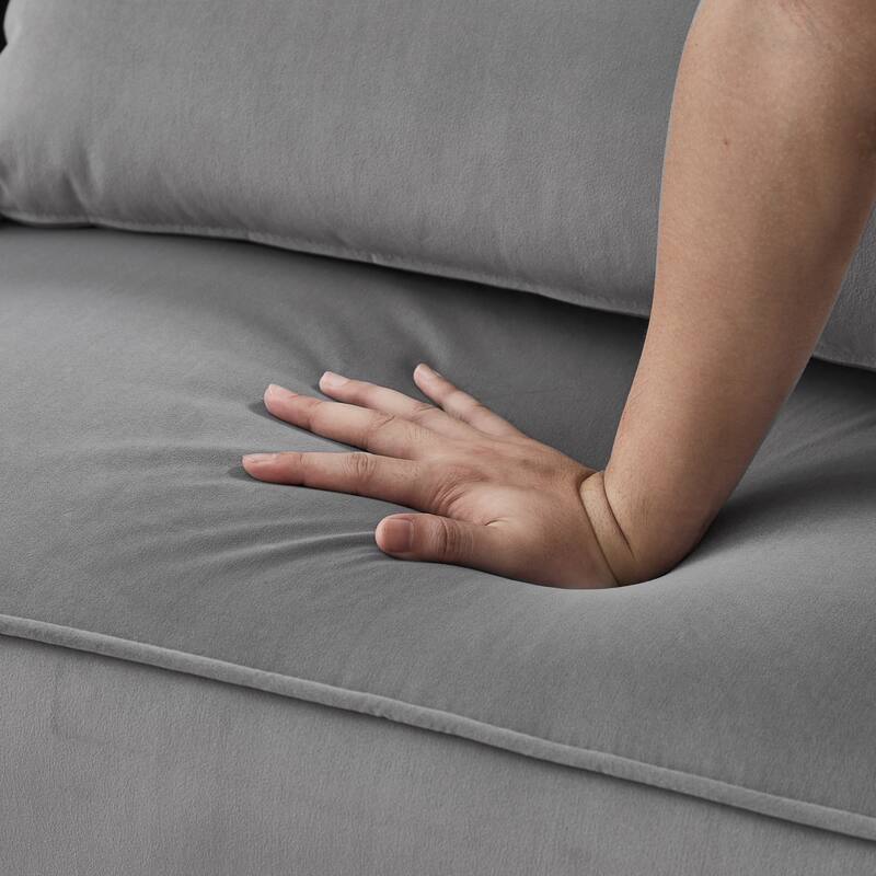 Futon Sleeper Sofa Bed Velvet Recliner Sofa Loveseat Couch with Adjustable Armrests, Splitback Recline and Pillows