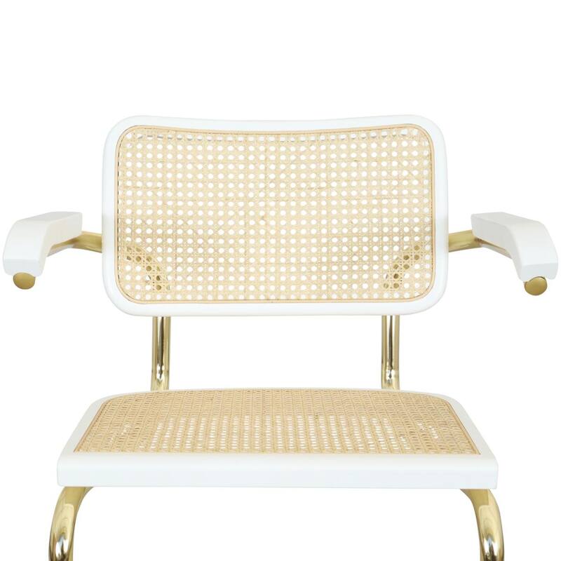Breuer Chair Company Marcel Breuer Cesca Cane Cantilever Armchair Arm Chair w/ Brass Steel Frame (Various Wood & Cane Colors)