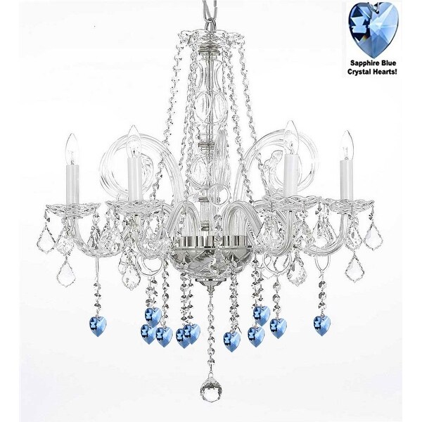 Crystal Chandelier Lighting With Blue Hearts Crystal Chandelier Lighting With Blue Hearts
