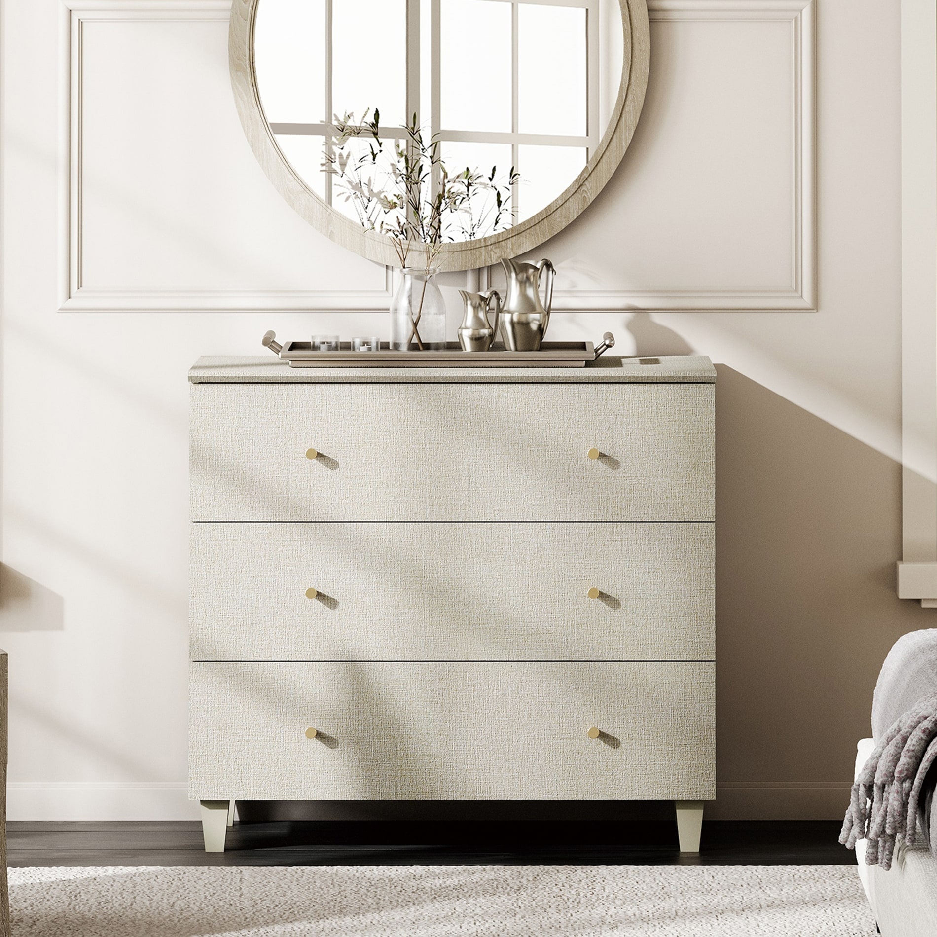 3 Drawers Dresser for Bedroom, Wooden Wide Chest of Drawers