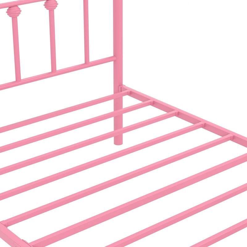 14 Inch Metal Victorian Platform Bed Frame with Headboard and Footboard, Heavy Duty Mattress Foundation with Steel Slats Support