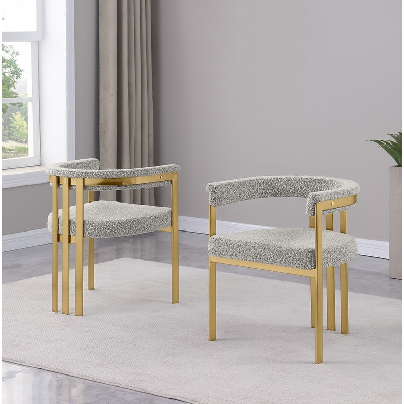 Best Quality Furniture Matte Brushed Gold Chrome Dining Chairs (Set of 2) - N/A - Rich Gray-Chairs